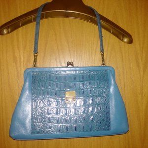 NEW Blue Leather Ladylike Alligator Italian Purse